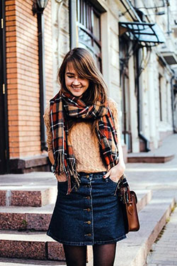 Jeans skirt outfit autumn, Denim skirt: Denim skirt,  winter outfits,  Skirt Outfits,  Casual Outfits  