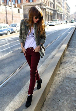 Latest Burgundy Pants Clothing For Offiice: Casual Outfits,  Cute Burgundy Pants Outfit,  Burgundy Pants,  Maroon Pants  