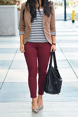 Trendy Wine Colored Pants Outfits Ideas For Ladies: Casual Outfits  