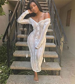White net long sleeves cover up maxi dress: Romper suit,  Maxi dress,  instafashion,  Casual Outfits,  Slim Women  