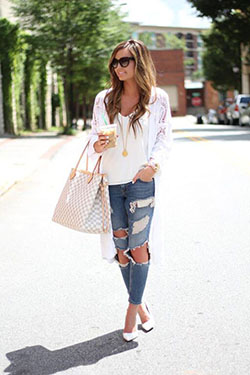 Stylish Outfits With Long Cardigan, Polka dot: Long Cardigan Outfits  