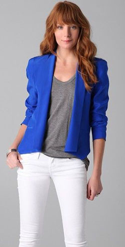 Latest fashion trends cobalt blue, Royal blue: Navy blue,  Royal blue,  Cobalt blue,  Blazer Outfit  
