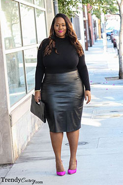 Big Belly Leather Skirts For Fat Tummy: Fashion week,  Skirt Outfit Ideas,  Plus Size Skirt,  Plus size outfit  