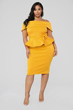 Meetin' Me Midi Dress - Mustard Trendy Cocktail Attire For Plus Size Ladies: Girls Outfit,  party outfits,  Cocktail Party Outfits  