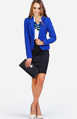 Falda tubo con blazer, Pencil skirt: shirts,  Pencil skirt,  Blazer Outfit,  Casual Outfits  