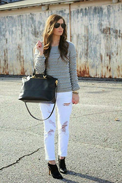 Outfits With White Denim, Pattern M: White Denim Outfits  