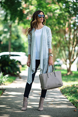 Outfits With Long Cardigan, Slim-fit pants, Polka dot: Slim-Fit Pants,  Boot Outfits,  Long Cardigan Outfits,  Cardigan Jeans  
