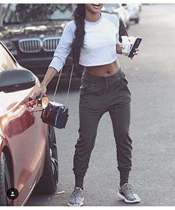 Cool comfy joggers outfit girl, Crop top: Crop top,  Casual Outfits,  Joggers Outfit,  Linen Joggers  