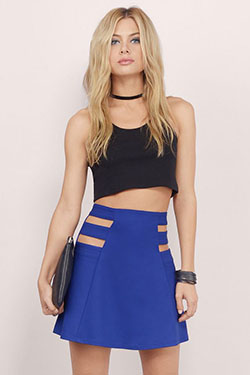 Get this vibrant cobalt blue, Photo shoot: Cobalt blue,  Photo shoot,  Mini Skirt Outfit  