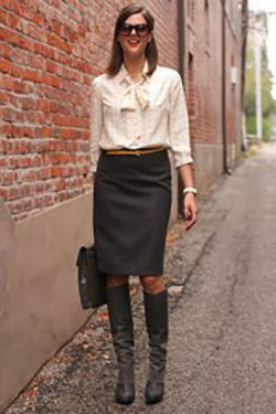 Cute Skirt And Boots Outfits Ideas For Spring: Skirt And Boots Outfit  