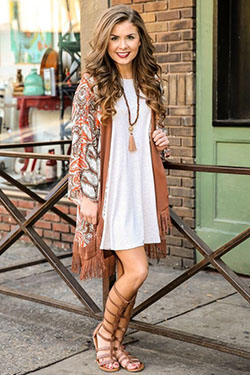Live the moment in style with summer kimono outfit, Casual wear: Maxi dress,  Casual Outfits,  Gladiator Sandals Dresses  