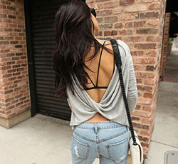 Open Back Shirt Outfits: Backless dress,  High-Heeled Shoe,  Top Outfits  
