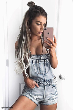 Wonderful images of wear denim boots, Street fashion: Snow boot,  Street Style,  Overalls Shorts Outfits  