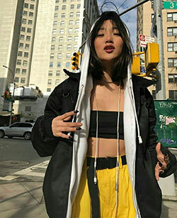 Baddie aesthetic korean outfits, Street fashion: Grunge fashion,  Adidas Yeezy,  Street Style,  Tube Tops Outfit  