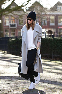 Winter outfit with rubber shoes: winter outfits,  Casual Outfits,  Joggers Outfit,  High Shoes  