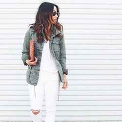 Baddie Outfits With White Jeans For School: Slim-Fit Pants,  White Denim Outfits  