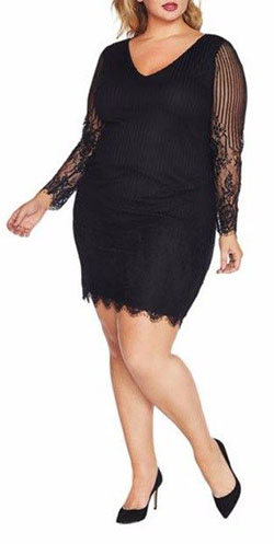 21 Plus Size Black Dresses with Sleeves - Alexa Webb Trendy Cocktail Outfit For Plus Size Women: Plus size outfit,  Cute Cocktail Dress,  Cocktail Dresses,  Girls Outfit Plus-Size,  Plus Size Party Outfits,  Cocktail Party Plus-Size,  Curvy Cocktail Dresses  