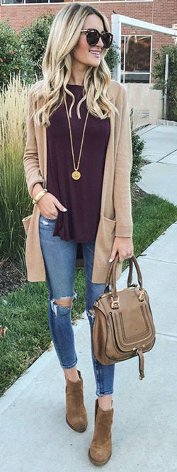 Outfits with beige cardigan, Casual wear: Casual Outfits,  Long Cardigan Outfits,  Cardigan  