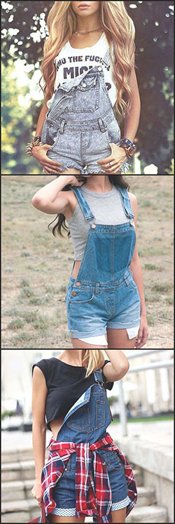 Overall shorts outfit ideas, Casual wear: Crop top,  Casual Outfits,  Overalls Shorts Outfits  