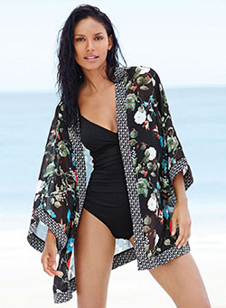 Black cover up swimsuit, One-piece swimsuit: One-Piece Swimsuit,  kimono outfits  
