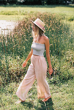 90s Fashion High Waisted Pant Tube Top: Photo shoot,  Tube Tops Outfit  