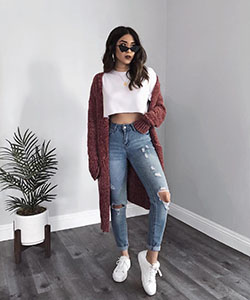Cute casual jean outfits, Casual wear: Ripped Jeans,  Crop top,  Informal wear,  Trendy Outfits,  Casual Outfits  