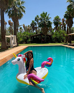 Sofia in Water park, Swimming pool: Water park,  Swimming pool,  College Party Outfits,  Majorelle Blue  