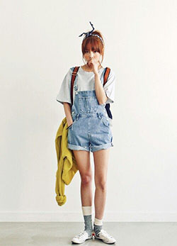 Korean style short overalls, Denim skirt: Romper suit,  Denim skirt,  Overalls Shorts Outfits,  DENIM OVERALL  