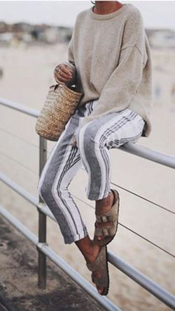 Chilly beach day outfit, Casual wear: Casual Outfits,  Pant Outfits  
