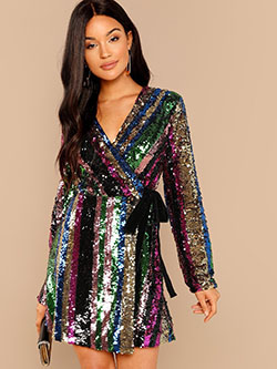 Lovely Sequin Prom Dress For Club Party Buy Color Block Sequin Wrap Dress in the online store - BigShopStyle: Sequin For Parties,  party outfits,  Sequin For Date,  Glitter Outfits,  Sequin For Dinner,  Stylish Sequin Dresses  