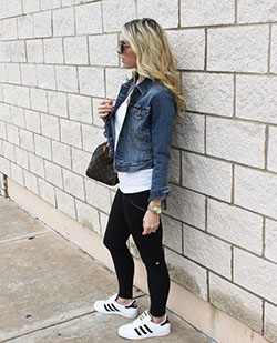 Denim Vest Outfit Ideas, Casual wear, Jean jacket: Denim Outfits,  Jean jacket,  Sports shoes,  Casual Outfits,  Boxy Jacket  