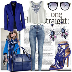 Liked by all cobalt blue, Casual wear: Royal blue,  Cobalt blue,  Blazer Outfit,  Casual Outfits  