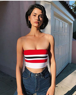 Red white and blue striped tube top: Crop top,  Tube top,  Tube Tops Outfit  