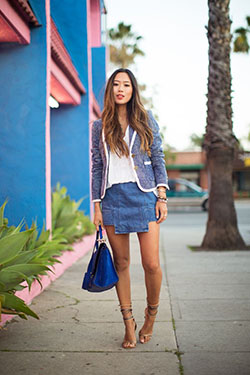 Red Jean Jacket and Long Skirt Outfit for Holidays and Shopping ...