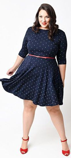 Plus size anchor dress, Polka dot: Plus size outfit,  Clothing Ideas,  Clubbing outfits,  Vintage clothing,  Casual Outfits  