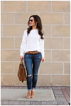 Fashionable Spring Outfit Ideas For 2020, Casual wear, Ripped jeans: Ripped Jeans,  Slim-Fit Pants,  Spring Outfits,  Casual Outfits  