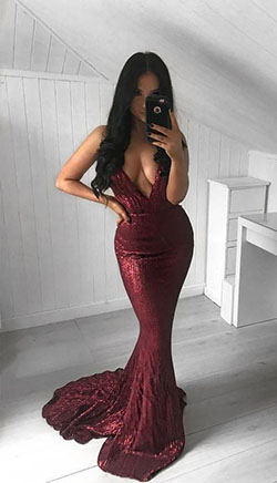 Red v neck mermaid prom dress: party outfits,  Backless dress,  Evening gown,  Spaghetti strap,  Tight Dresses  