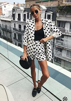 Absolutely fine loafers dames outfit, Polka dot: Polka dot,  Casual Outfits,  Suit Outfits  