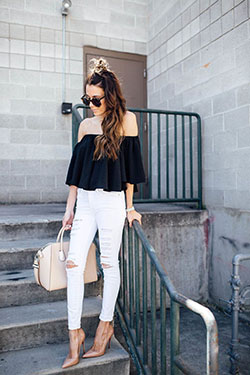 Magnetic outfit ideas for white jean outfits, Casual wear: Ripped Jeans,  Crop top,  Slim-Fit Pants,  Casual Outfits,  White Denim Outfits  