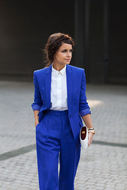 Blue power suit women, Power dressing: shirts,  Business casual,  Royal blue,  Informal wear,  Cobalt blue,  Blazer Outfit  
