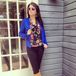 Blue Blazer Outfit Women, Casual wear, Pattern M: Royal blue,  Blazer Outfit,  Casual Outfits  