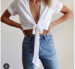Tie Front Shirt Outfits, FAITHFULL THE BRAND, Casual wear: Crop top,  Casual Outfits,  Top Outfits  