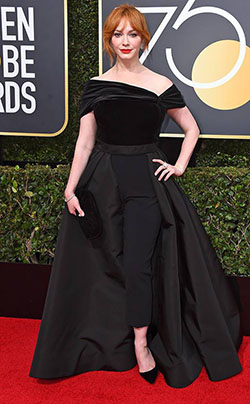 CHRISTINA HENDRICKS at the 2018 Golden Globes, Red Carpet Fashion: FASHION,  Celebrity Fashion,  Red Carpet Dresses,  Celebrity Outfits,  Hollywood Award Function,  Golden  