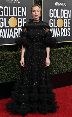 JODIE COMER at the 2019 Golden Globes, Red Carpet Fashion: FASHION,  Celebrity Fashion,  celebrity pictures,  Red Carpet Hairstyle,  Beautiful Celebs Pics,  Red Carpet Photos,  Golden  