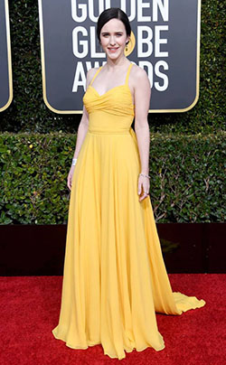 RACHEL BROSNAHAN at the 2019 Golden Globes Red Carpet Event: Red Carpet Dresses,  Celebrity Outfits,  Celebrity Fashion,  Celebrity Gowns,  Golden  