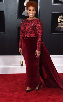 TINA CAMPBELL at the 2018 Grammys, Red Carpet Looks: Celebrity Fashion,  Red Carpet Dresses,  Celebrity Outfits,  Hollywood Award Function,  Bet Award,  Red Carpet Pictures,  Grammys  