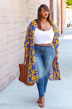 Incredible Plus Size Outfit For Daily To Try Nowaday: kimono outfits,  Kimono Outfit Ideas,  Trendy Shurg Outfit  