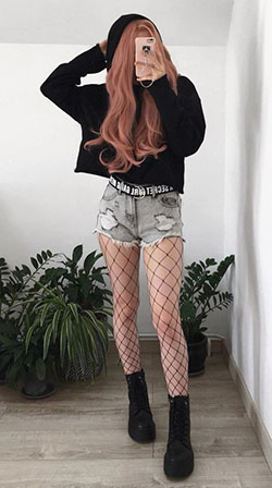 Latest Fishnet Underneath Everyday Outfits For School: Fishnet Leggings Outfit,  Outfits With Leggings,  Fishnet Tights  