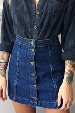 Denim skirts with button front: Denim skirt,  shirts,  Pencil skirt,  Skirt Outfits  