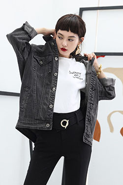 Summer Street Style Denim Jacket Outfit: Leather jacket,  Formal wear,  Denim jacket,  Denim Jacket with Crop Top  